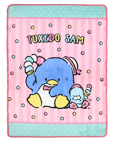 Sanrio Hello Kitty and Friends Tuxedo Sam and Chip Ice Cream Cute Throw Blanket 46'x60' Soft Fleece Throw Blanket for Bed Couch