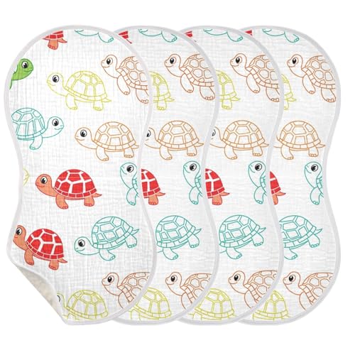 MCHIVER Colorful Sea Turtle Baby Burp Cloths Cotton Washcloths Super Soft Absorbent Burping Rags for Baby Boy Girl Burpy Cloth Bib 2 Pack3