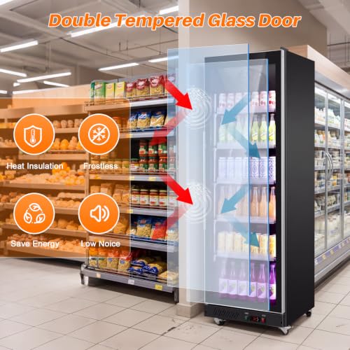 Image of 15Cu.Ft Commercial Refrigerator, Glass Door Display Beverage Cooler Fridge