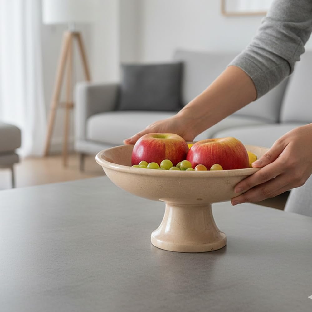 Radicaln - Ciotola per frutta in marmo da 25,4 cm per piano cucina Verona, realizzata a mano, con chiave moderna, ciotola ideale per insalata e servire, supporto per banane