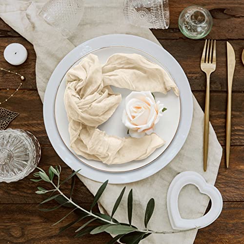 12 Pack Beige Cheesecloth Napkins 20×20 Inches Cheese Cloth Napkins Gauze Table Napkins With Wrinkle Multipurpose Bulk For Dinner Wedding Party Easter Home Decor #TOP3