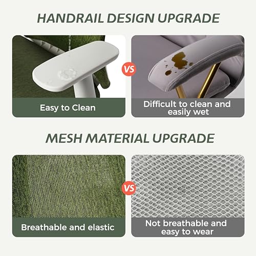 Image of EUREKA ERGONOMIC Mesh Office Chair, Ergonomic Office Desk Chair with Adjustable Headrest, Comfy Home Desk Chair with Adjustable Lumbar Support, High Back Office Chair with Arms and Wheels, Green