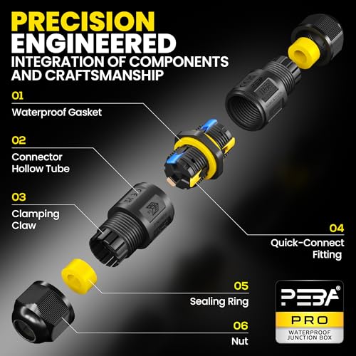 Miniatura 8 de Peba Conector De Cable Estanco Ip68,Cajas De Conexiones Impermeables,Conectores Electricos Rapidos De 2 Vías,Manguito De Conexión Eléctrico Exterior 3 Pines Para Jardín Apto Para Cables 4-12mm