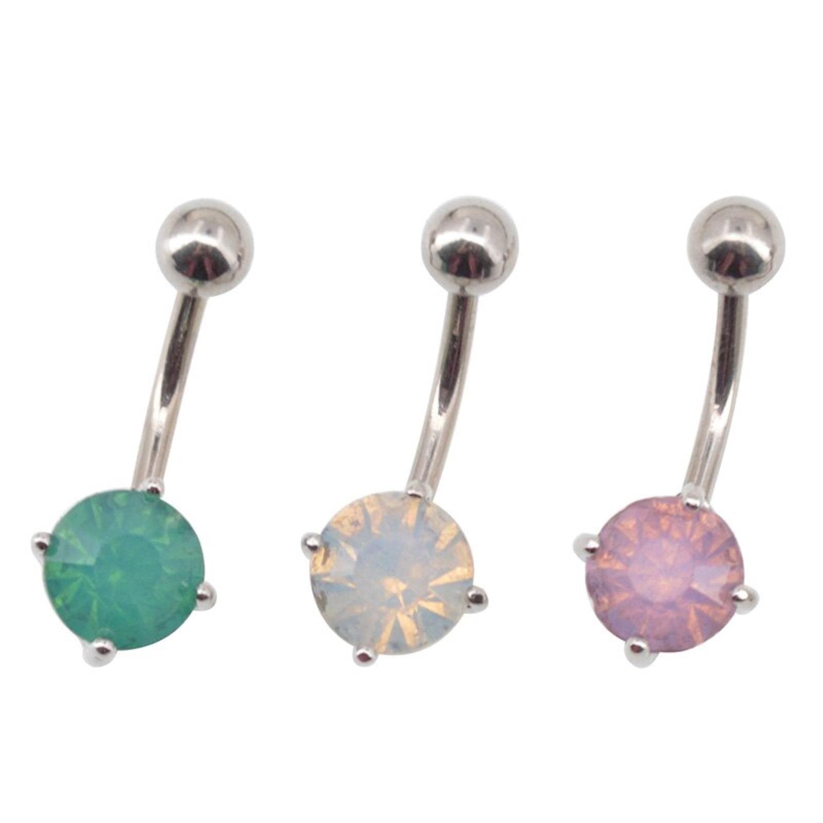3 Teile/Satz Bauchnabelringe Gefälschte Piercing Grün Weiß Rosa Kristall Kurve Körperschmuck Bars Nabel