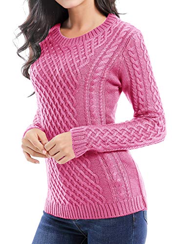 Image of v28 Women Crew Neck Knit Stretchable Elasticity Long Sleeve Sweater Jumper Pullover