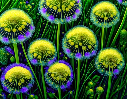 Toile pissenlit A Field of One-million Dandelions pour chambre zen