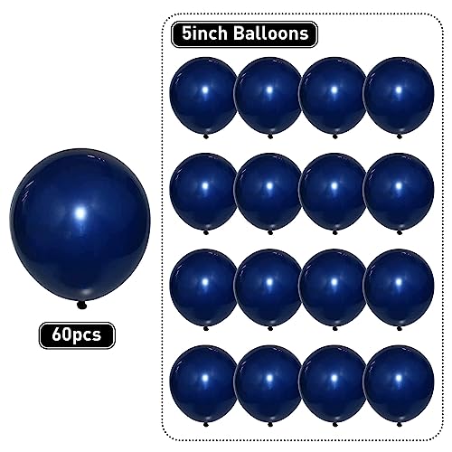 Image of Navy Blue Balloons 60pcs 5inch Small Pearl Dark Blue Balloon for Balloon Garland Arch 5'' Round Mini Navy Latex Balloon for Kids Birthday Party Decoration DIY Graduation Wedding