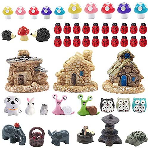 44 Pieces Miniature Fairy Garden Accessories, Including Miniature Fairy Garden House, DIY Dollhouse Ornaments Kits Fairy Garden Decor, Fairy Garden Figurines Fairy Garden Animals for House Decor