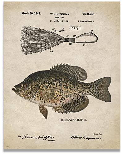 Apple Creek Antique Fly Fishing Lure Us Patent Poster Art Print Crappie Trout Largemouth Bass Walleye Muskie Lures Poles 11X14 Wall Decor Pictures cover