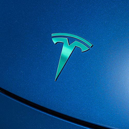 Image of IPG Compatible with Model Y Decal Sticker (8 Logo Set) Overlay Stickers Do it Yourself Stickers Set Personalize Your Tesla (Shiny Turquoise)