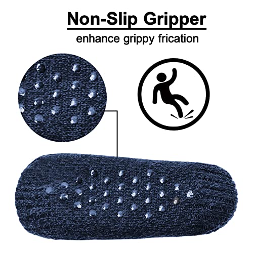 Koreshion Women Knitted Slipper Socks Cozy Sherpa Fuzzy Socks Non Slip Socks Winter Indoor Double Layer Bedroom Slipper Socks2