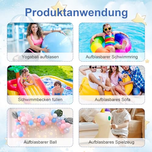 Sekfpnk Eine Blaue Manuelle Luftpumpe für Ballons, Geeignet für Luftballons, Wasserbälle, Schwimmflöße, Aufblasbare Dekorationen und Spielzeuge, Luftballonpumpe, Geeignet für Partydekorationen