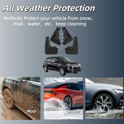 Image of No Drill Mud Flaps Compatible with Mitsubishi Outlander Sport 2020-2025, Custom Fit Splash Guards for Flush Wheel Arch, All Weather Mud Guards (Does NOT Fit Trail Edition)