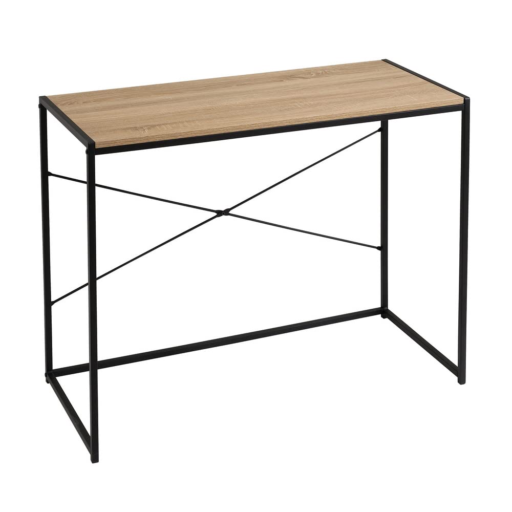 LOLAhome Escritorio de Madera Natural Claro y Metal de 100x45x75 cm