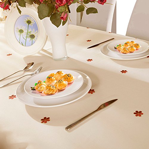 Wewoch VF1 Decorative Red Floral Print Lace Water Resistant Tablecloth Wrinkle Free And Stain Resistant Fabric Tablecloths thumb #4