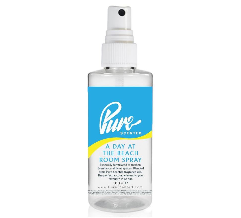 Pure Scented 100ml Room & Fabric Sprays Suitable For Home, Car, Caravan, Work, Gym Bags, Odour Eliminators (1 x 100ml, A Day At The Beach)