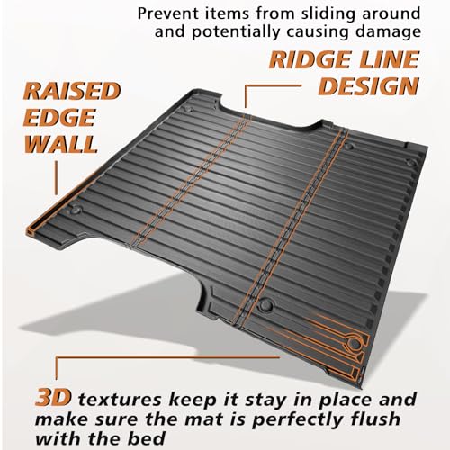 Image of TripleAliners Truck Mat Compatible with 2022-2026 Toyota Tundra 5.5FT CrewMax Cab Accessories, Truck Bed Mat Heavy Duty Custom Fit All Weather Protection TPE Pickup Liner, w /Floor Liners