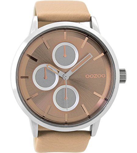 Preisvergleich Produktbild Oozoo Herrenuhr mit Lederband 49 MM Rose / Pinkgrau C9425