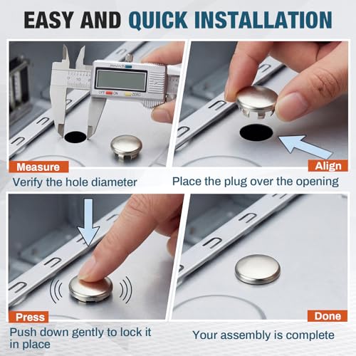 Image of Hicarer 15 Pack Fit 5 /8 inch(15.9mm) Hole Metal Hole Plugs, Nickel-Plated Steel Snap-in Cover for Exposed Holes, Electrical Box Knockout Plugs, No Welding Required for Sinks, Furniture, Automotive