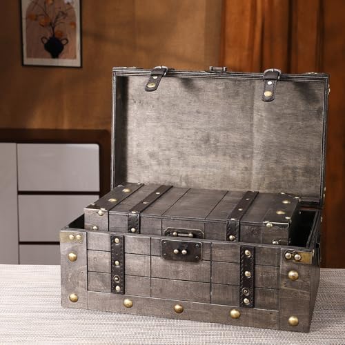 Boîte à bijoux décorative en bois artisanal avec fermoir rétro de sécurité