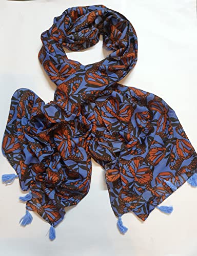 Fate Forever Cotton Head Sqare Scarf I Stole I Tippet I Color Blue Brown Butterfly I Size 66 inch x 26 inch - FFS42