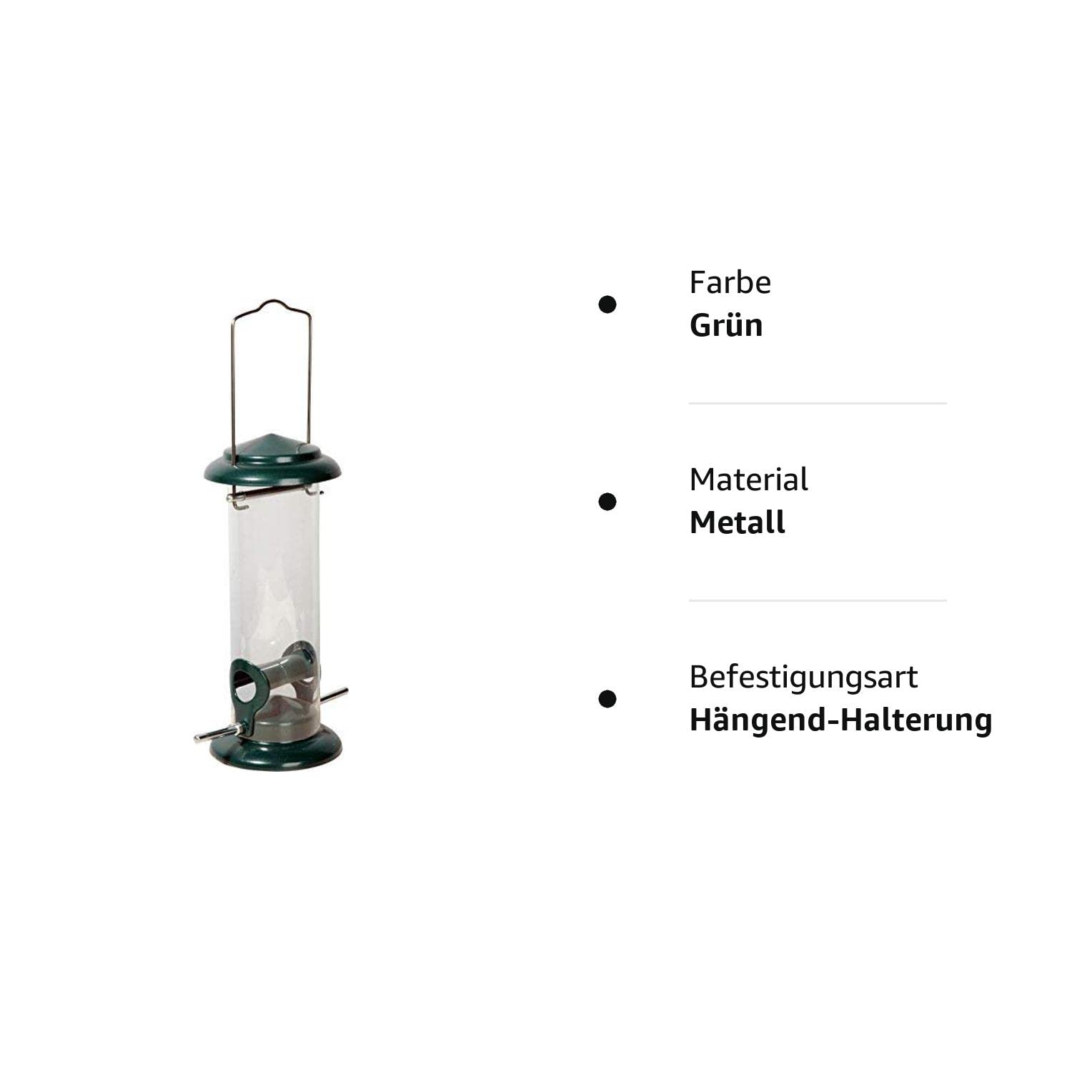 dobar 10854 Großer Balkonhalter Futtersäulen & Meisenknödelhalter & Vogelfutterstationen - 86 x 100 cm - Dunkelgrün & ® 11516 Kompakte Vogelfuttersäule mit Anflugstangen- Ø 9,5 x 23 cm - Grün