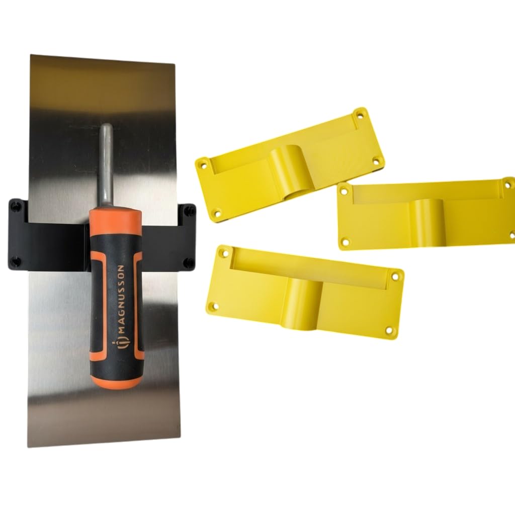 3 Pack | Trowel Holder Wall Mount – Plastering & Brick Trowel Storage Rack for Garage, Workshop & Van – Fits up to 5 Inch Trowels (Yellow)