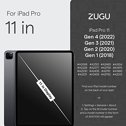 Zugu Case For Ipad Pro 11 Inch (1St, 2Nd, 3Rd & 4Th Gen) 2018/2020/2021/2022 - Slim Protective Case - Wireless Apple Pencil Charging - Convenient Magnetic Stand & Sleep/Wake Cover - Stealth Black #TOP3
