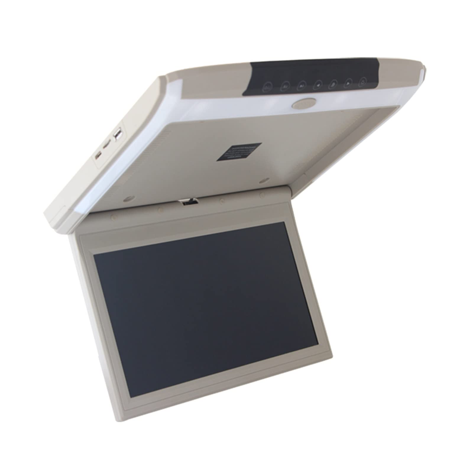 Monitor de Montaje en Techo Coche 11,6 Pulgadas, Pantalla LCD HD, Reproductor vídeo 1080P, TV abatible hacia Abajo, IR/FM/USB/HDMI Integrados Viajes Familiares por Carretera(11.6 Inch Beige MP5)