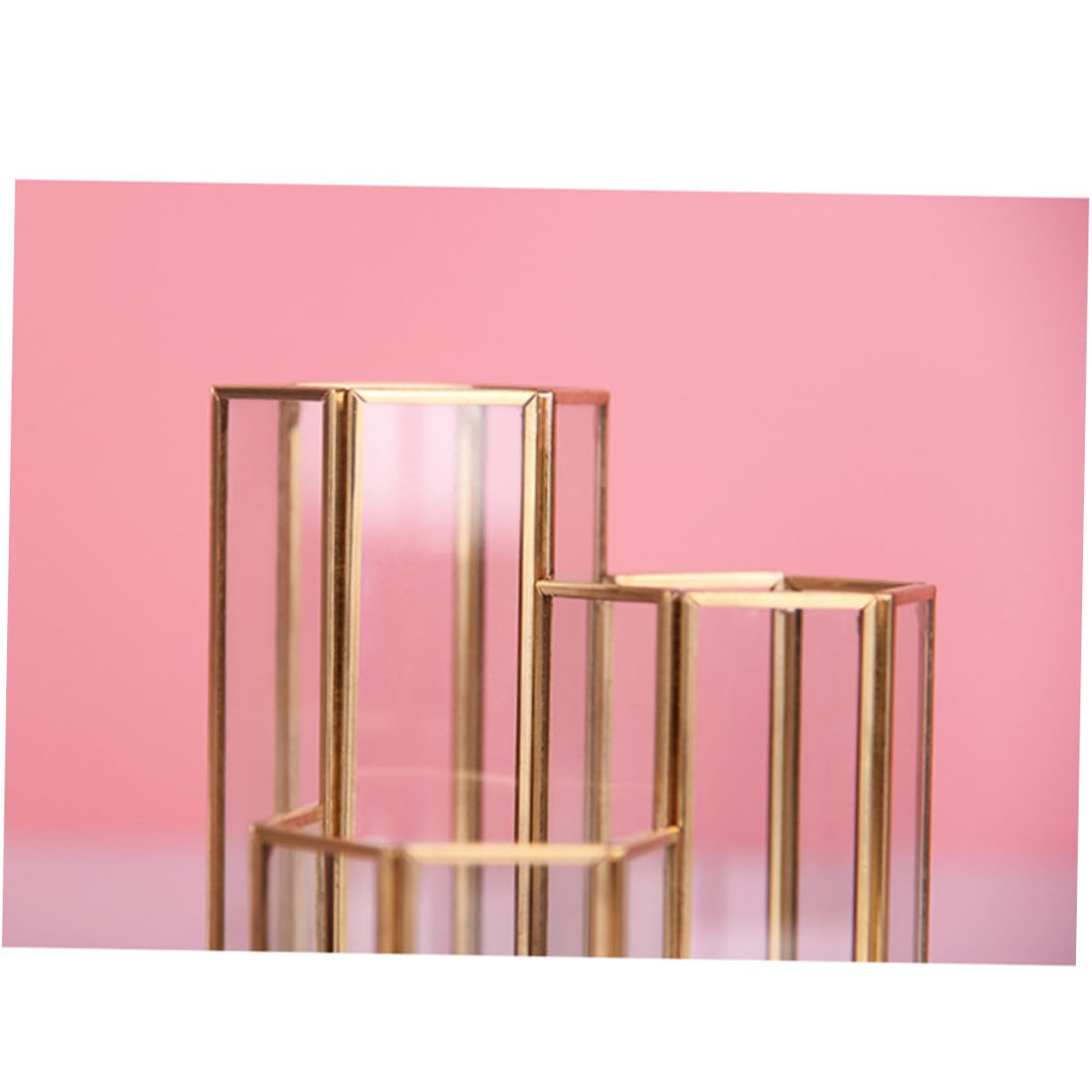 Artibetter Stiftehalter Sechseckiger Schreibtisch Goldfarbener für Glas
