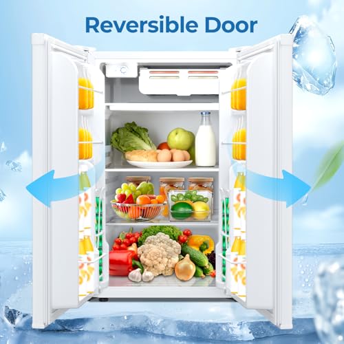 Image of Electactic 4.5 Cu.ft Mini Fridge with Freezer, Compact Refrigerator with Reversible Single Door, Adjustable Thermostat, Low Noise, Energy Efficient for Office, Dorm, Bedroom, Apartment White