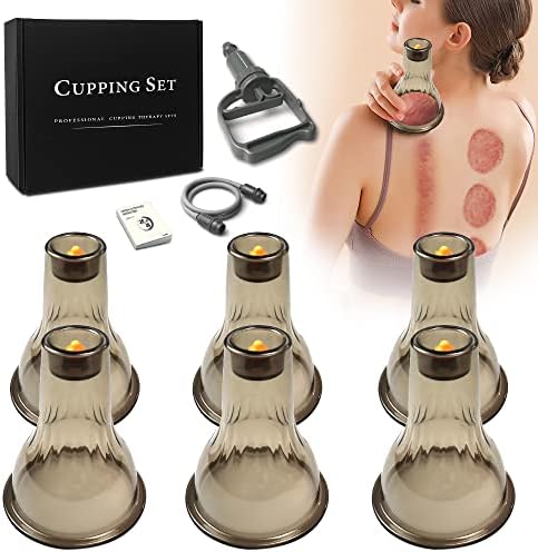 AIKOTOO Cupping Set Cupping Therapy Set Massage Cups for Pain Relief Physical Therapy Body Massage Gua Sha- 3 in 1 Cupping Kit for Massage Therapy with Pump Vacuum Suction 6 Extra Thick Super Cups