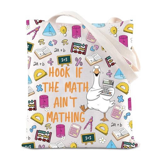 KUIYAI Silly Goose Math Teacher Appreciation Tote Bag Teacher Day Math Mathematics Lover Gift Hook If The Math Ain’t Mathing