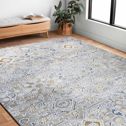RUGURA Alfombra Vintage,Alfombra Grande Salón, Habitación, Dormitorio, Comedor, 120x170 cm, Beige, Azul, Gris, Ocre,...