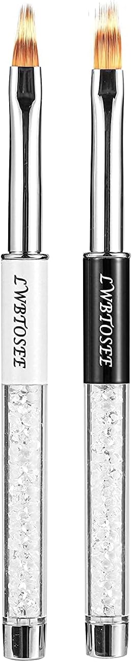 LWBTOSEE 2 STKS Nail Ombre Borstel Nail Art Schilderen Pen Borstel UV Gel Polish Gradiënt Kleur Strass Crystal Acryl Nail Tekening Pen