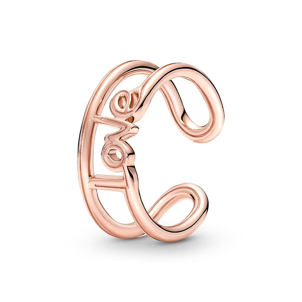 PANDORAME Love - Anillo abierto chapado en oro rosa de 14 quilates