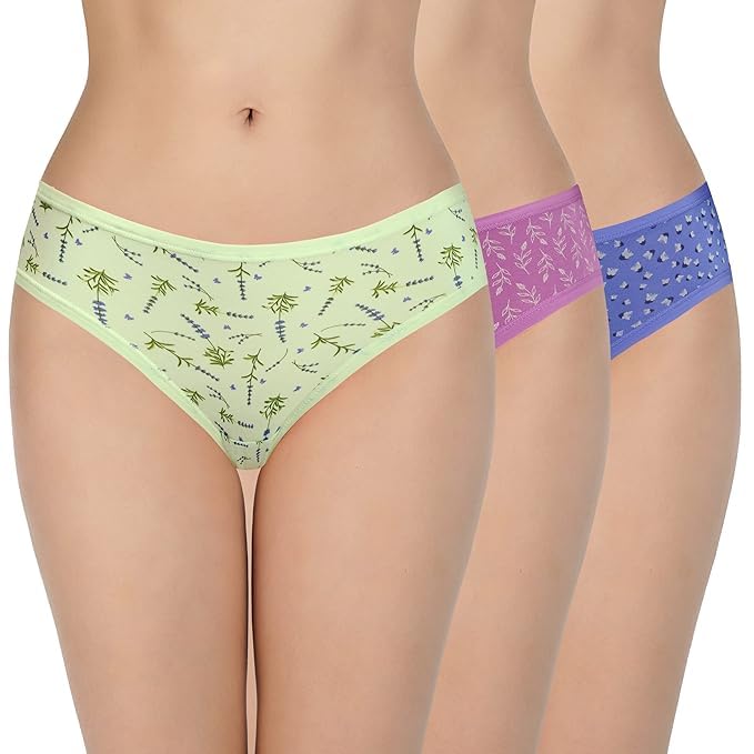 Flomex® Print Low Rise Three-Fourth Coverage Bikini Panties (Pack of 3)-image-14