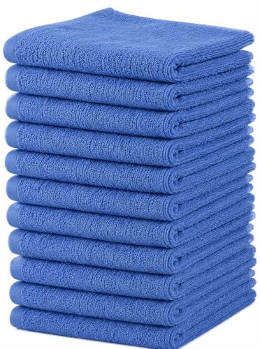 Towel and Linen Mart Silver Salon Towels, Pack of 12 (Not Bleach Proof, 16 x 27 Inches) Highly Absorbent Towels for Hand, Salon, Gym, Beauty, Spa, and Home Hair Care (Sky Blue, 16 X 27)