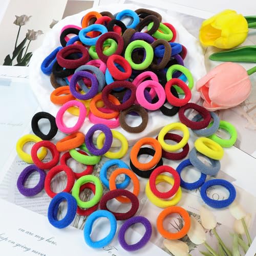 Image of 120 Pcs Baby Hair Ties, Cotton Toddler Hair Ties for Girls and Kids, Multicolor Small Seamless Hair Bands Elastic Ponytail Holders,Bright Color | Multicolor Small Seamless Hair Bands Elastic Ponytail Holders,Bright Color
