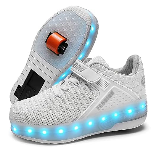 Qneic USB Chargable Double Roller Shoes Skate Shoes for Boys Girls Kids with Two Wheels