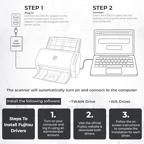 Image of Fi-8170 Professional High Speed Color Duplex Document Scanner -1 Year Warranty, Network Enabled, Scanner High Volume with Power Adapter + USB 3.2 Cable + Microfiber Cloth Included