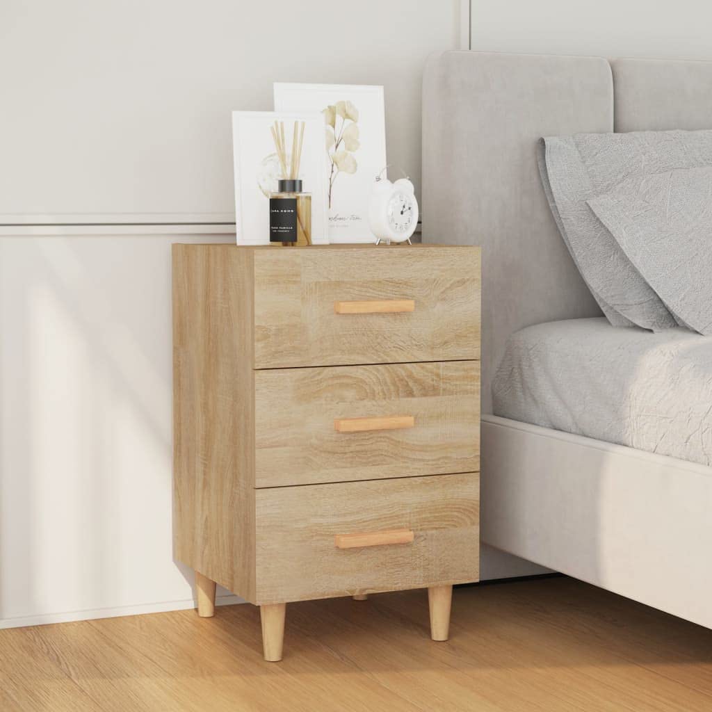 Table de chevet chêne Sonoma à 3 tiroirs pour optimiser le rangement des petits espaces