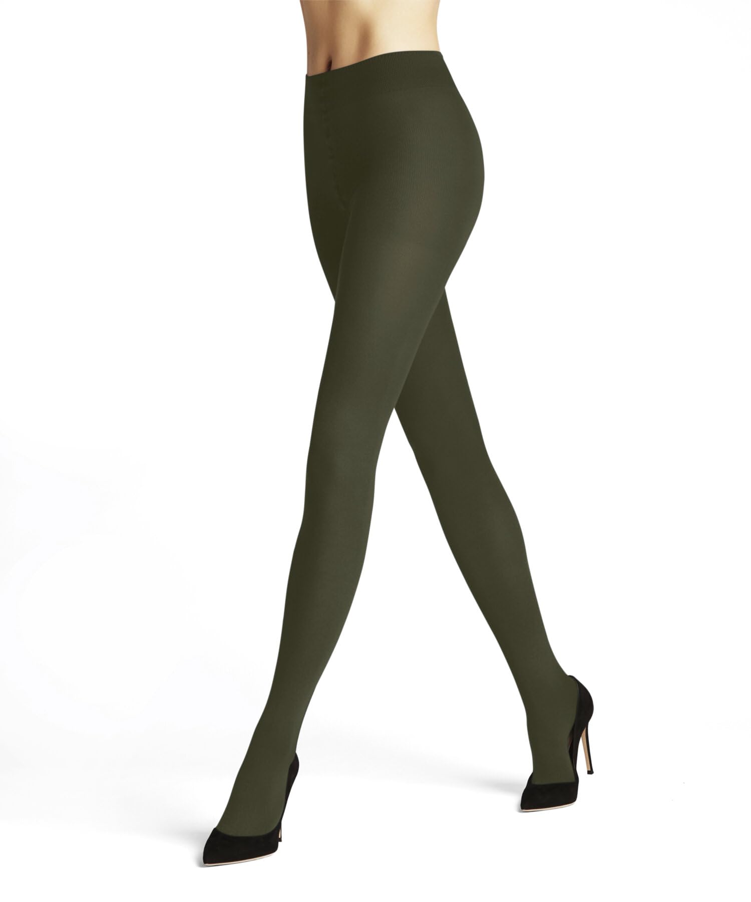 FALKE Women's Family W Ti Sustainable Cotton Plain 1 Pair Tights, Green Artichoke 7436, M