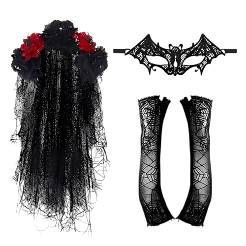 Celuicion Disfraz de día de disfraz, disfraz de pintura facial, juego de velo, para mujeres, adultos, niñas, Halloween, cosplay, fiesta, actuación en escenario