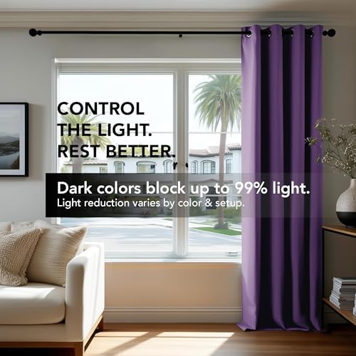 Image of Deconovo Purple Blackout Curtains 52x63 Inch, Soundproof Curtains, Thermal Window Drapes for Bedroom (Puprle Grape, 52Wx63L Inch|2 Panels, Set of 2)