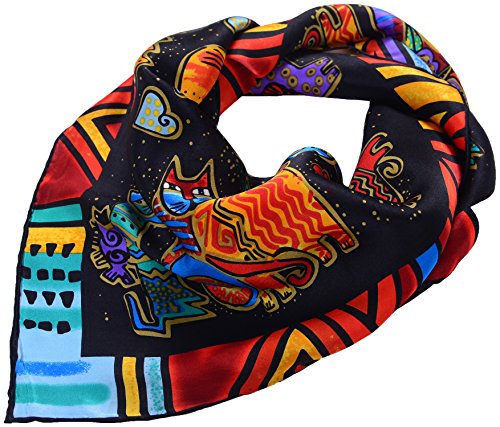 Salutto Women Square Scarf Silk Cartoon Cat Printed Mulberry Silk Scarves #TOP1