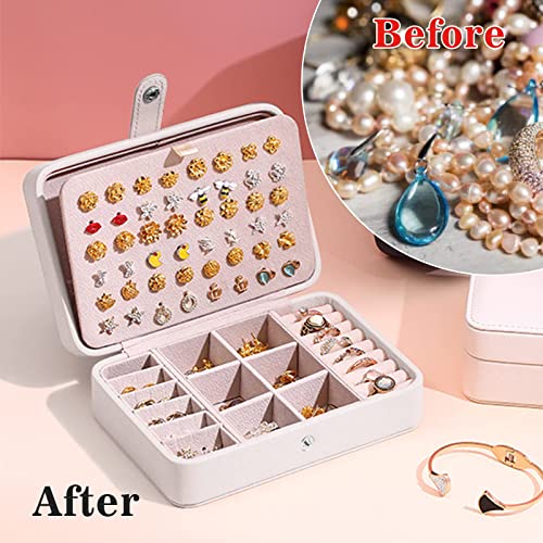 Agecash A Small Jewelry Box, Portable Mini Travel Jewelry Case Earrings Necklaces Rings Storage Organizer,Pu Leather Double Layer Jewellery Organizer For Women Girls Gift #TOP3