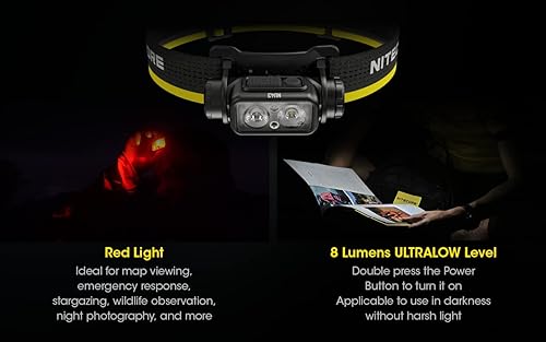 Miniatura 10 de Nitecore NU43 - Linterna frontal recargable, 1400 lúmenes USB-C brillante y ligero para acampar, correr o trabajar, con foco, reflector, luz roja,
