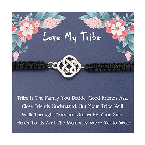KUIYAI Love My Tribe Gift Knot Charms Bracelet - Friendship & Memorial Graduation Gift for Mom, Dad or Any Special Day