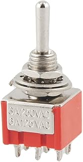 Qtqgoitem ON-Off-ON 3 Position DPDT 6 Solder Lug Terminals Mini Toggle Switch (Model: b1d 231 48e 9c3 39e)